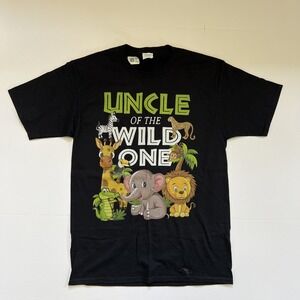 Uncle Of  The Wild One Themed First Birthday Safari Jungle T-Shirt Size Medium